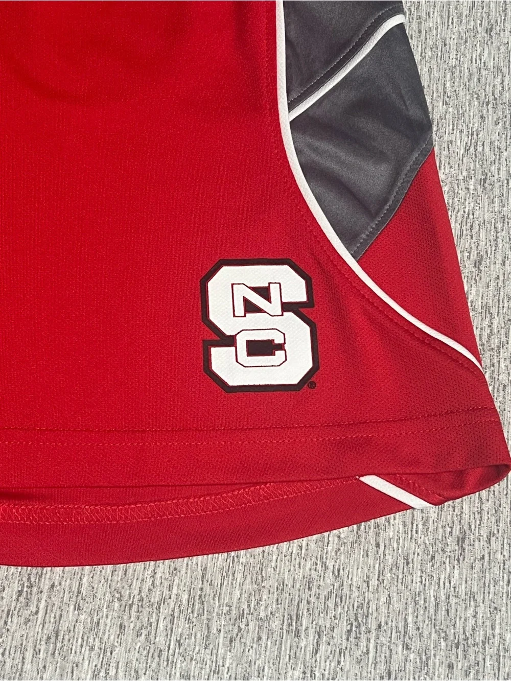 NC State Wolfpack Men's Athletic Red Basketball Shorts with Gray Panels